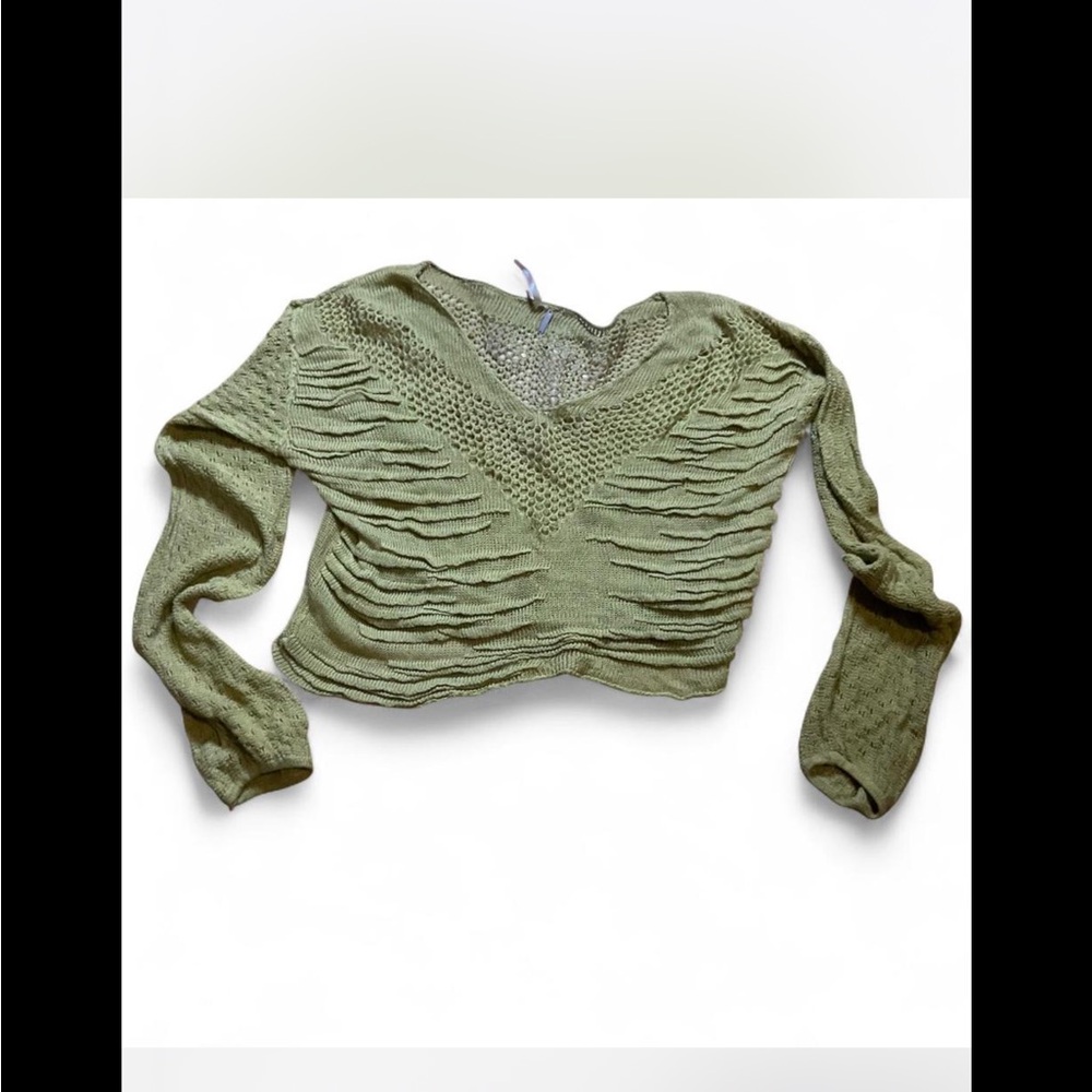 Free People crop crochet‎ sweater